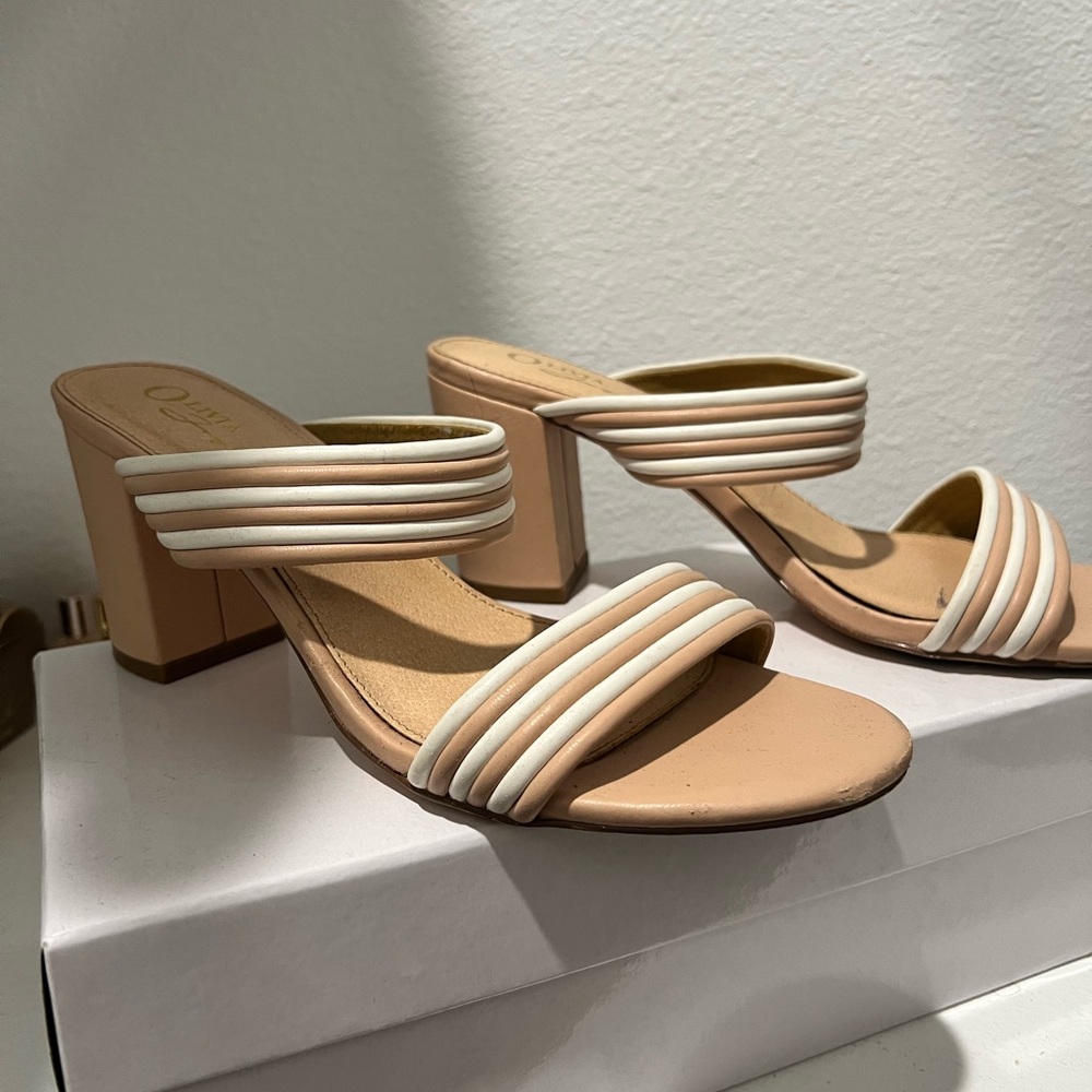 Elegant Beige and White Women's Heels